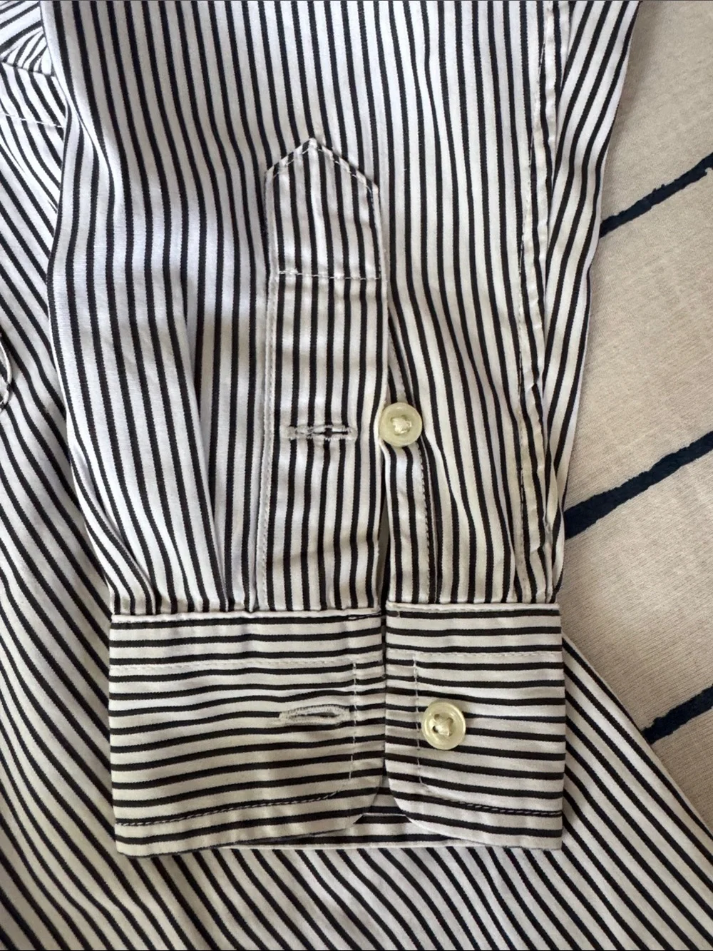 Ralph Lauren Boys Black and White Striped Button-Down Shirt